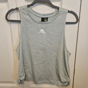 adidas Sage Green Sleeveless Crop Tank with Side Knot